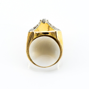 Bague dome en or jaune et 13 diamants